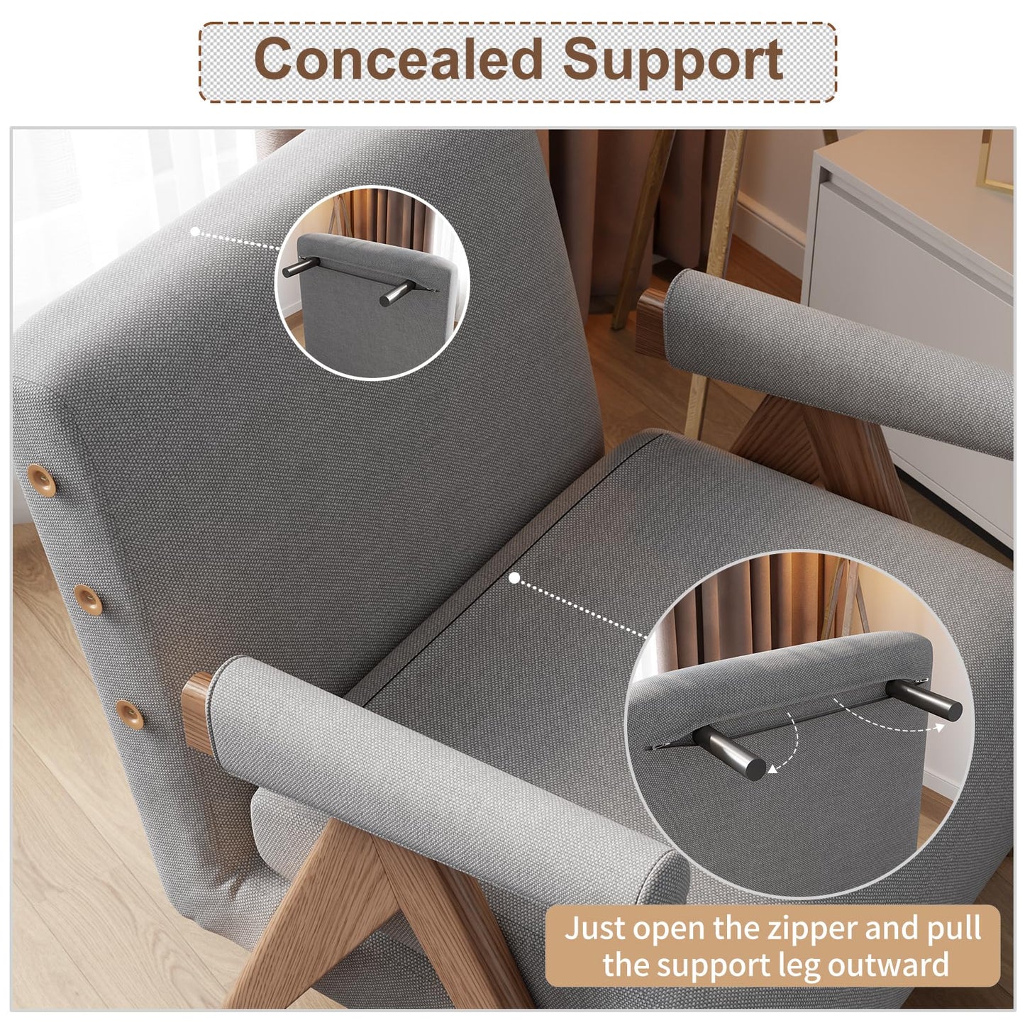 AnywaysWood 3 in 1 Residential Convertible Sofa Bed Chair|3 in 1 Sleeper Sofa Couch Bed | Adults | Living Room, Bedroom,Office (Gray 32Wx 32Dx32L)
