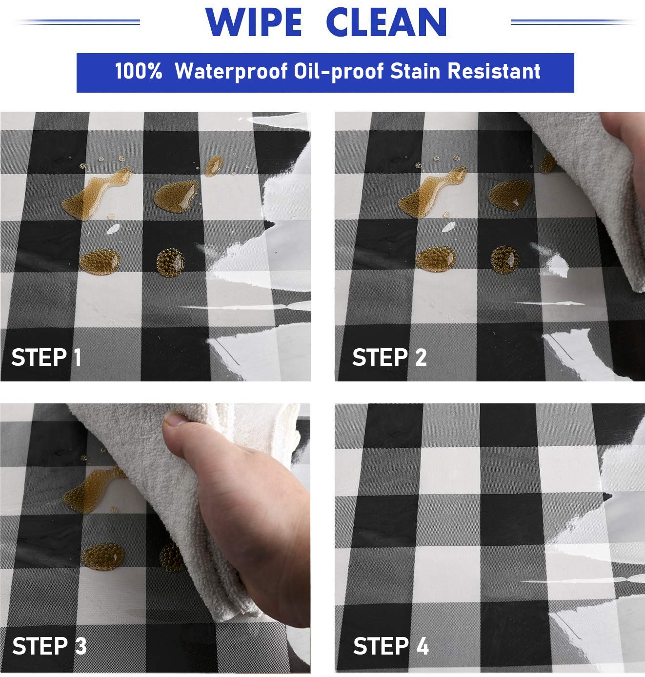 Hiasan Clear Plastic Tablecloth Square - 100% Waterproof Oilproof Stain Resistant Wipeable Transparent Vinyl Table Cloth Protector, 54 x 54 Inch