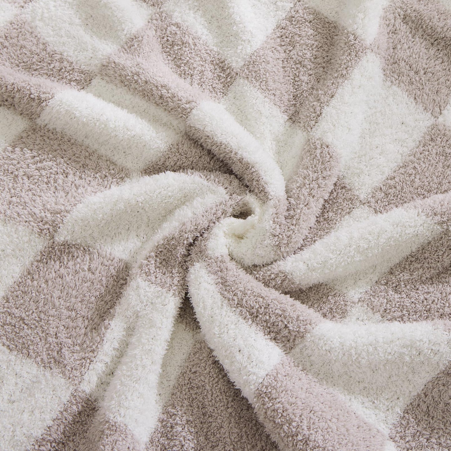 WRENSONGE Checkered Throw Blanket, Taupe Microfiber Soft Cozy Fluffy Warm Hand Made Throw Blankets for Couch, Sofa, Chair, Bed, Camping, Picnic, Travel Lightweight Bed Blanket - 50"*70"