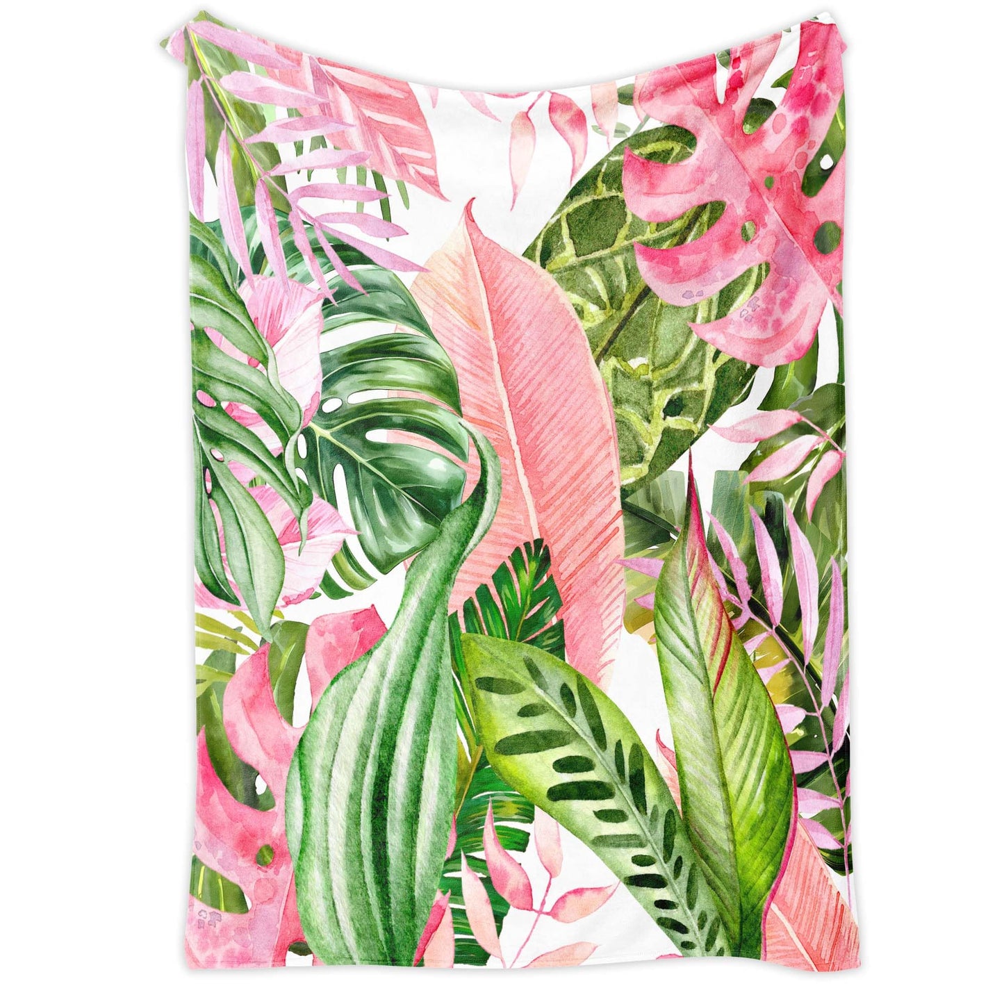 Pdvbiee Pink and Green Tropical Throw Blanket, 50x60 in