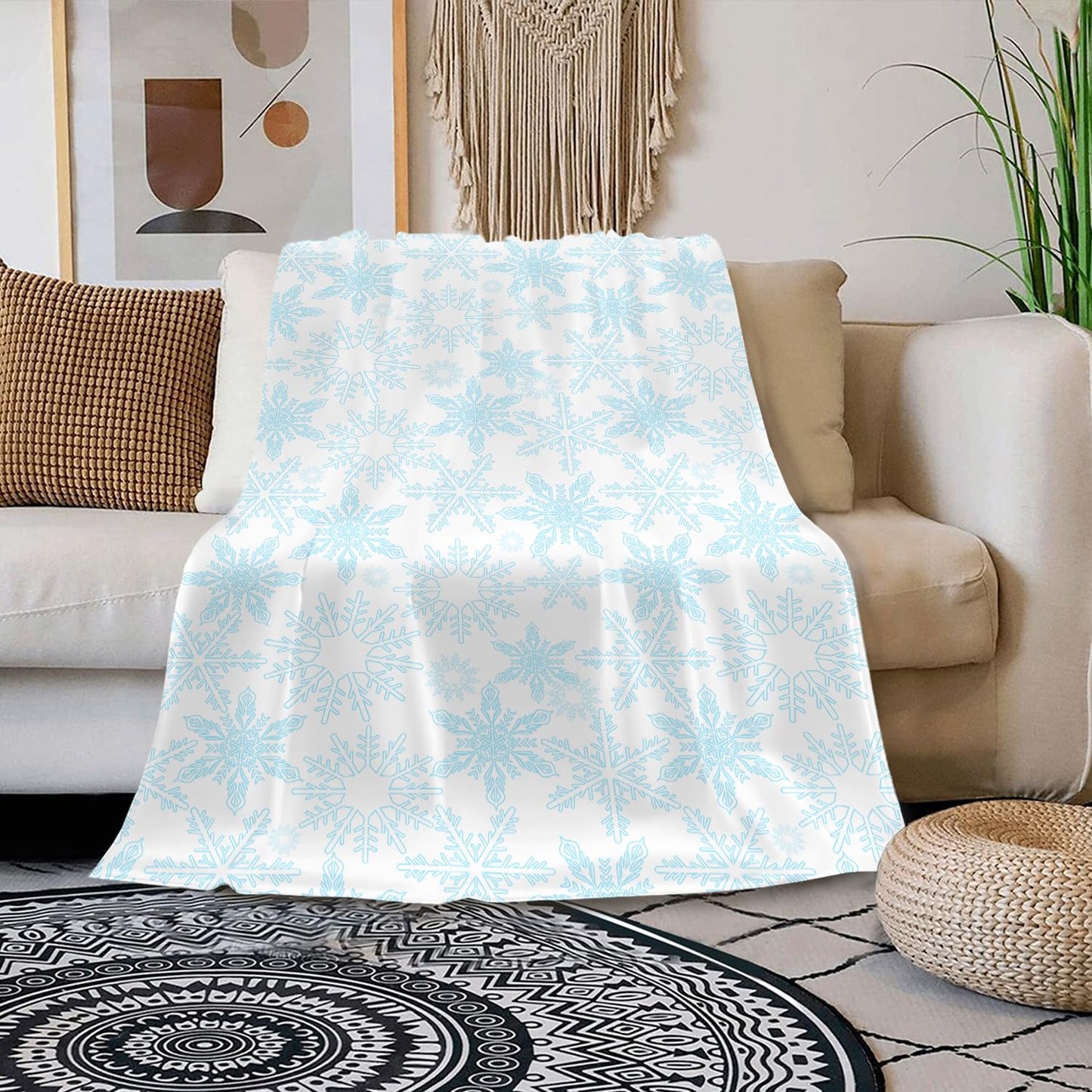 Christmas Snowflake Blanket Christmas Decor Holiday Winter Throw Blanket for Couch Bed Sofa Living Room Soft Cozy Lightweight Fleece Blanket Xmas Gifts 40''x50'' (Snowflake)