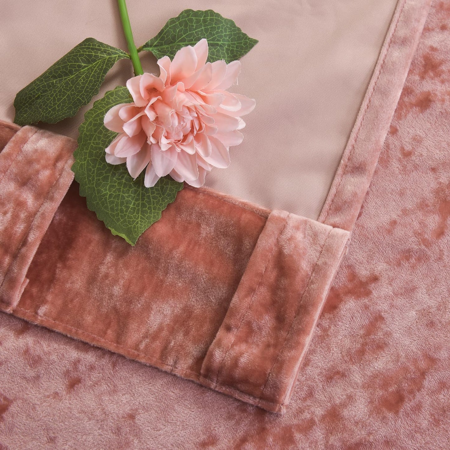 Roslynwood Crushed Luxury Velvet Blush Pink Curtains for Bedroom 84 inches Long, Thermal Insulated Window Drapes Back Tab for Living Room/Dining Room, W52 x L84, 2 Panels