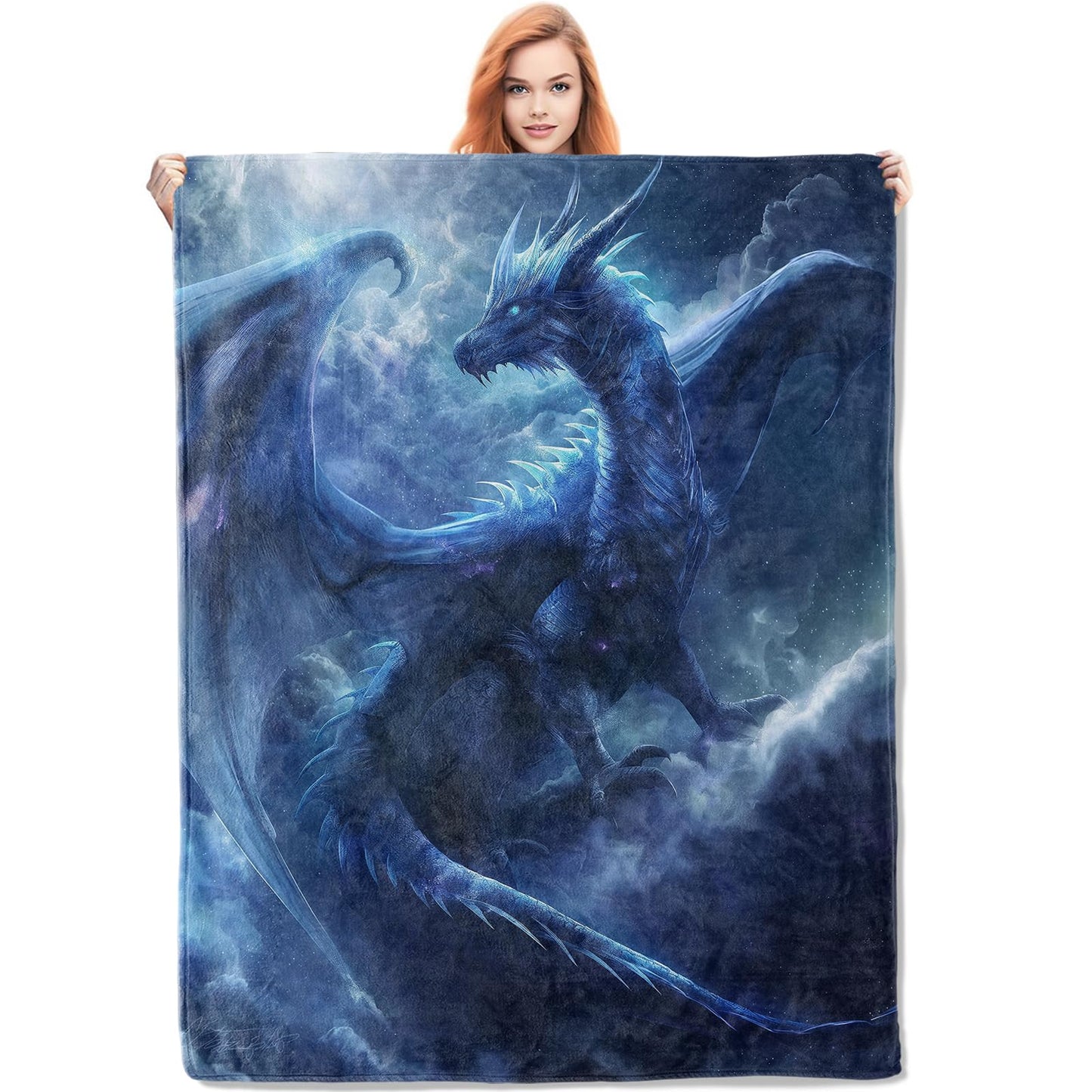 VANZEV Mystical Dragon Blanket, 50"x60" Flannel Fleece Throw for Kids & Adults, Ultra-Soft and Warm Home Decor, Dragon Gifts