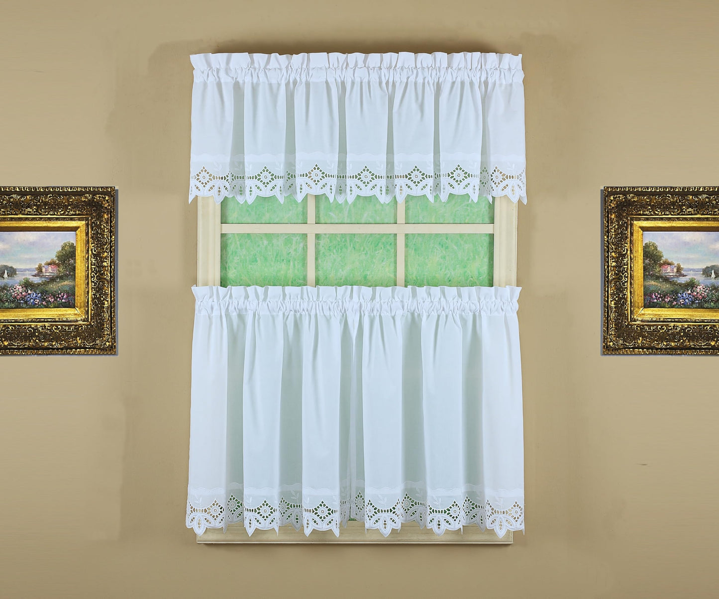 Today's Curtain, Heirloom Battenberg Eyelet Valance 14", White, 58" W x 14" L