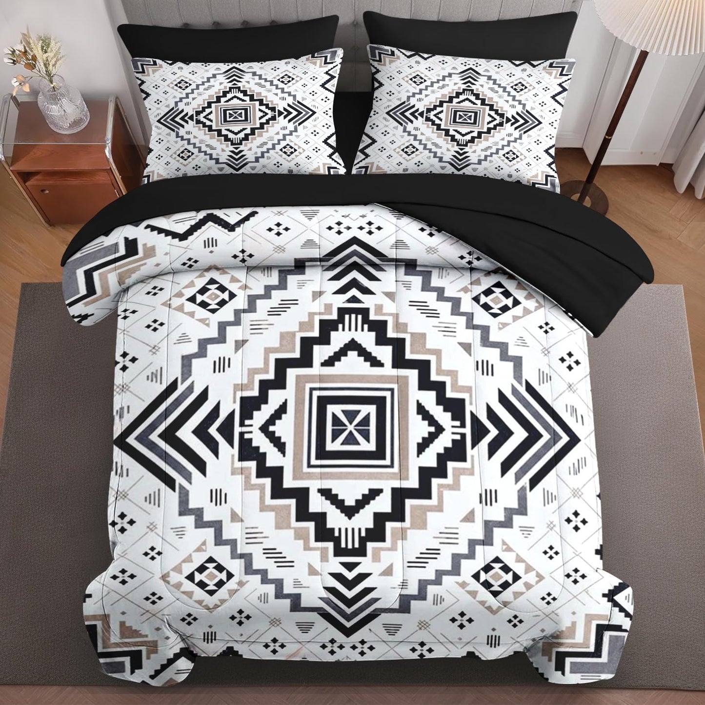 Boewywh Comforter Set Twin Size Aztec Southwestern Geometric 7 Pcs, Bedding for Kids and Adults, Boho Western Bed Sheet Sets with Fitted Sheet 2 Pillowcases & 2 Shams for Bedroom Bed Decor