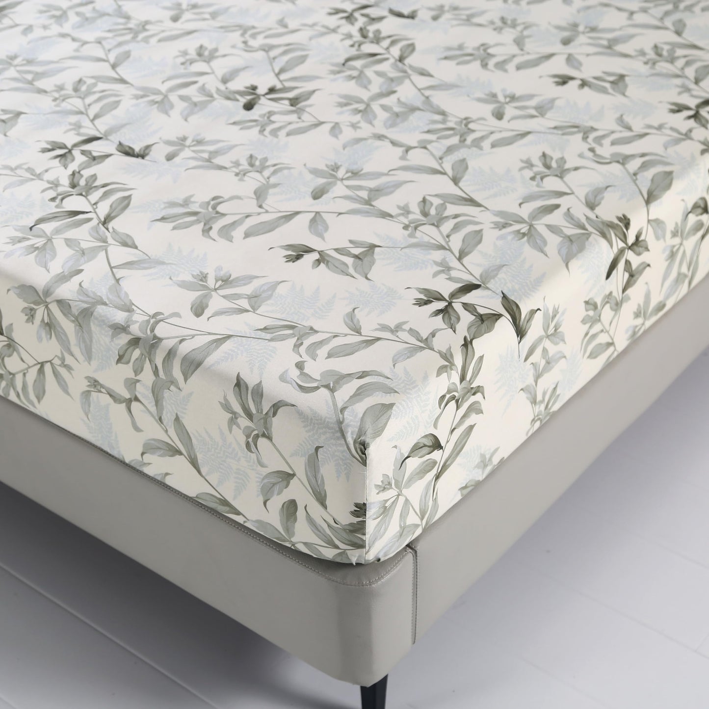 SDIII Leaves Floral Full Fitted Sheet with 2 Pillowcases, Deep Pocket Soft Microfiber Botanical Bed Sheet Full Size All Season