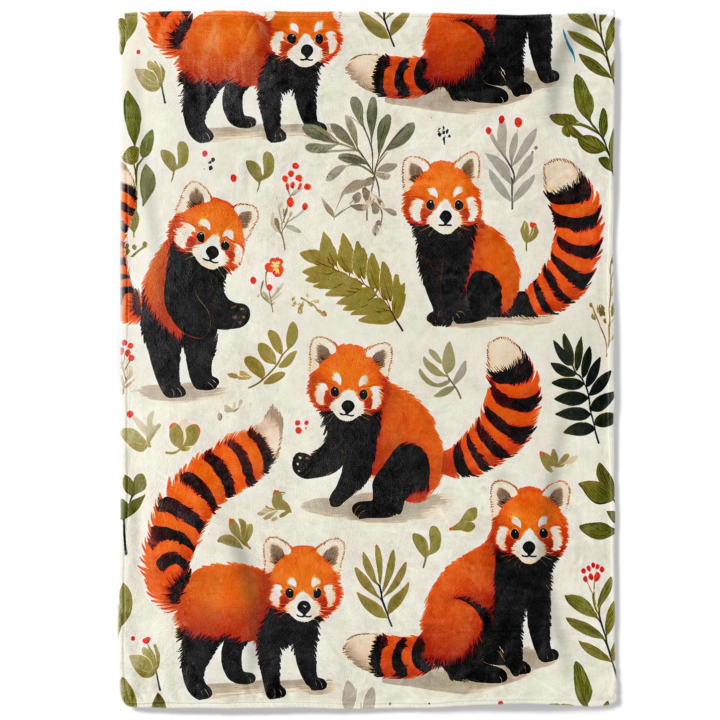 coedoaes Red Panda Fleece Blanket - 50x60in Cute Botanical Throw Blankets,Soft Cozy Lightweight, Ideal for Living Room Home Rustic Decor and Kids Women Girls Spring Gifts