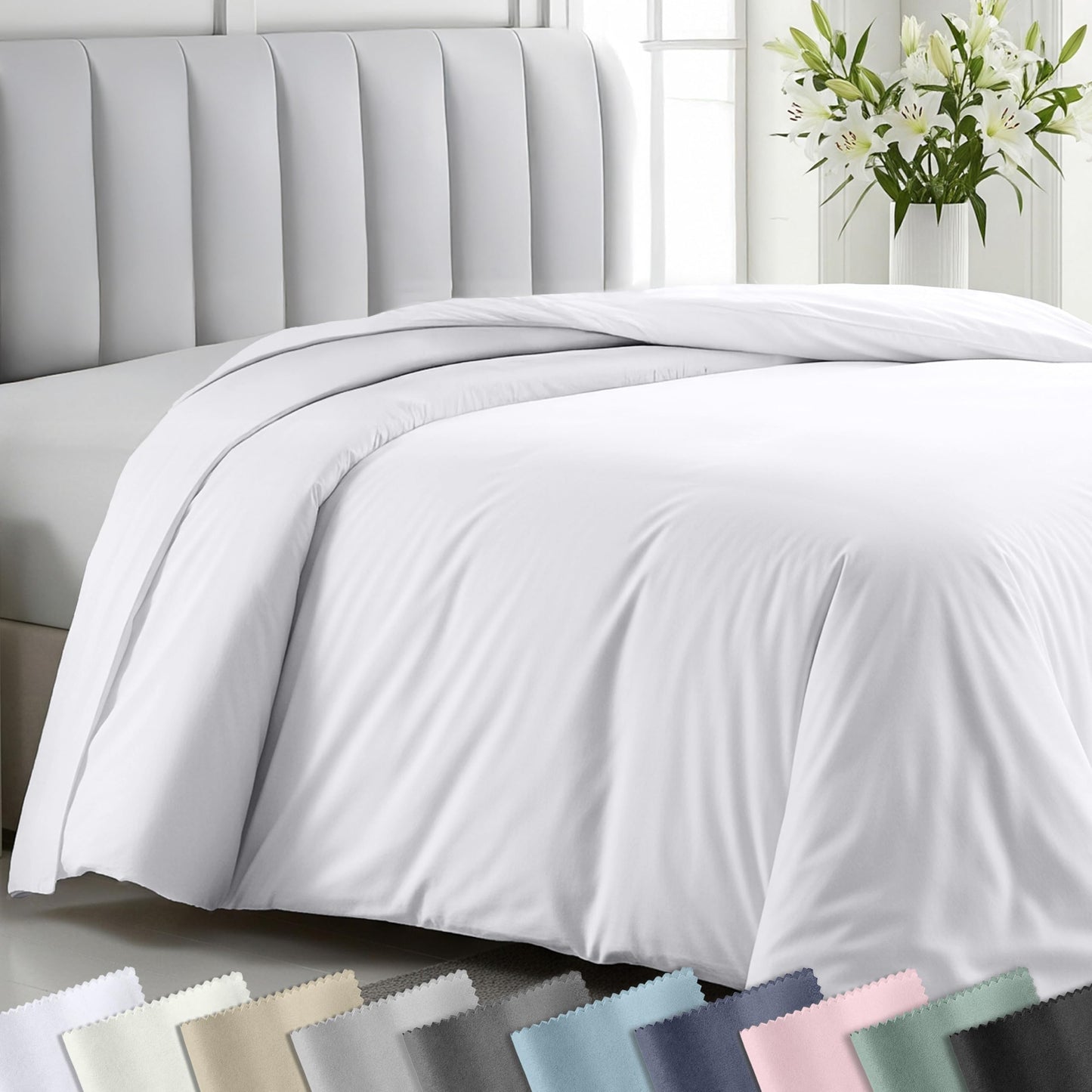 California Design Den Duvet Cover Queen Size/Full Size -Winner Good Housekeeping Best Bedding Awards 2025, 400 Thread Count Sateen, 100% Cotton Bedding Duvet Covers,Button Closure & Corner Ties -White
