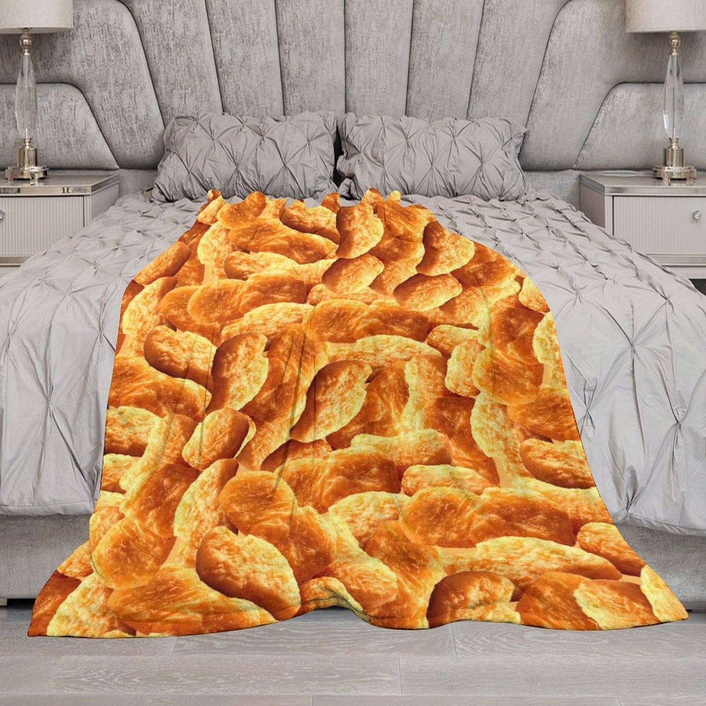 Chicken Nuggets Throw Blanket for Teens Boys Girls and Adults Soft Warm Cozy Funny Midweight Food Flannel Blankets for Couch Sofa Bed Camping Travel Home Decor 40" X 50"