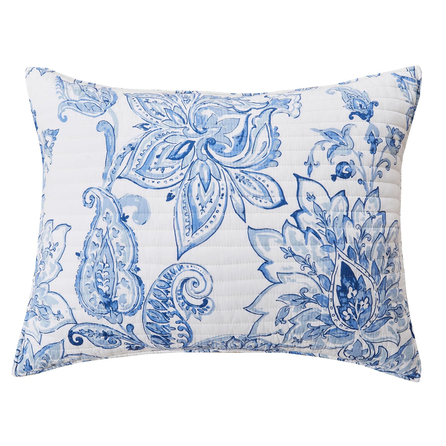 Levtex Home - Bennett Quilt Set - King/Cal King Quilt with Two King Pillow Shams - Floral Paisley - Blue and White - 106x92in and Pillow Sham Size 36x20in - Reversible - Cotton