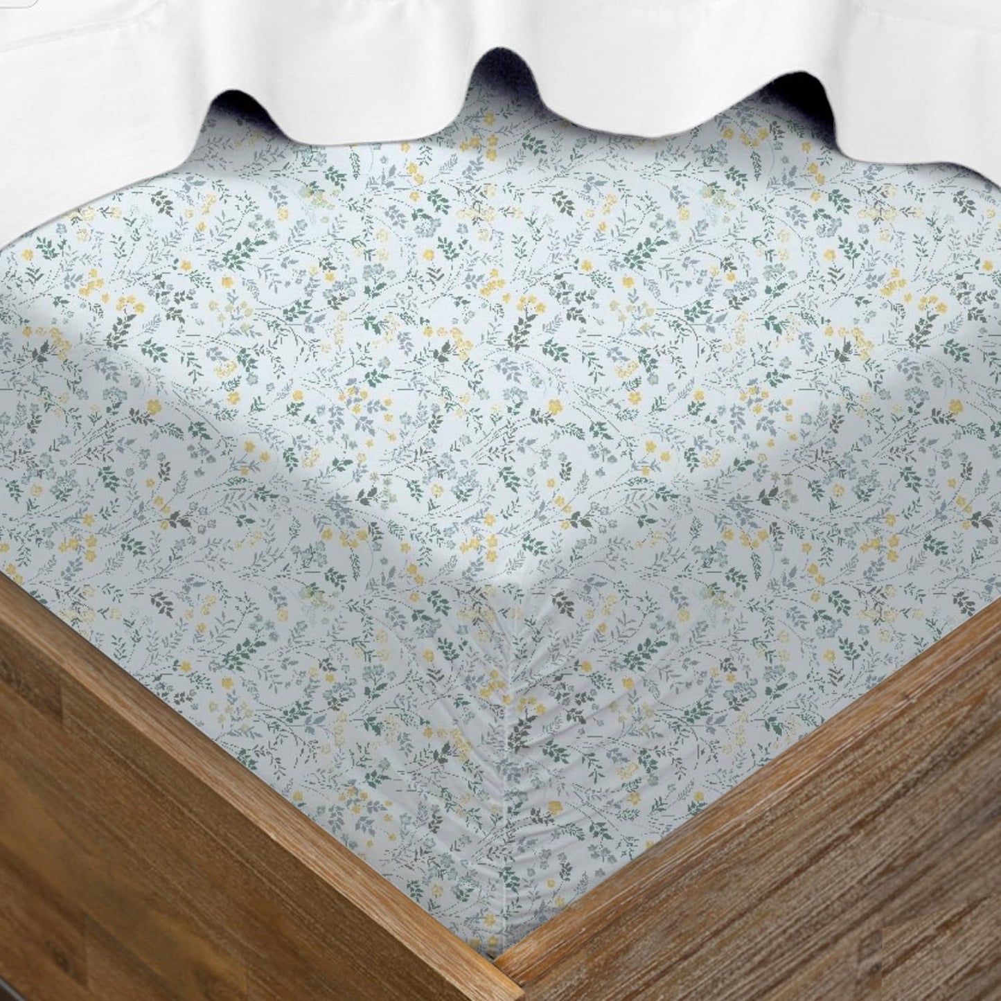 Shreem Linen Queen Sheet Set - 4 Piece Bedding - Brushed Microfiber Soft Sheets for Queen Size Bed with Flat,Fitted Sheet,2 Pillow Cases (Garden Bloom)