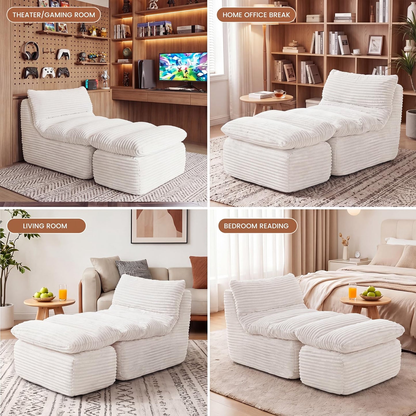 CHAIRKER Boneless Chaise Lounge Chair with Ottoman