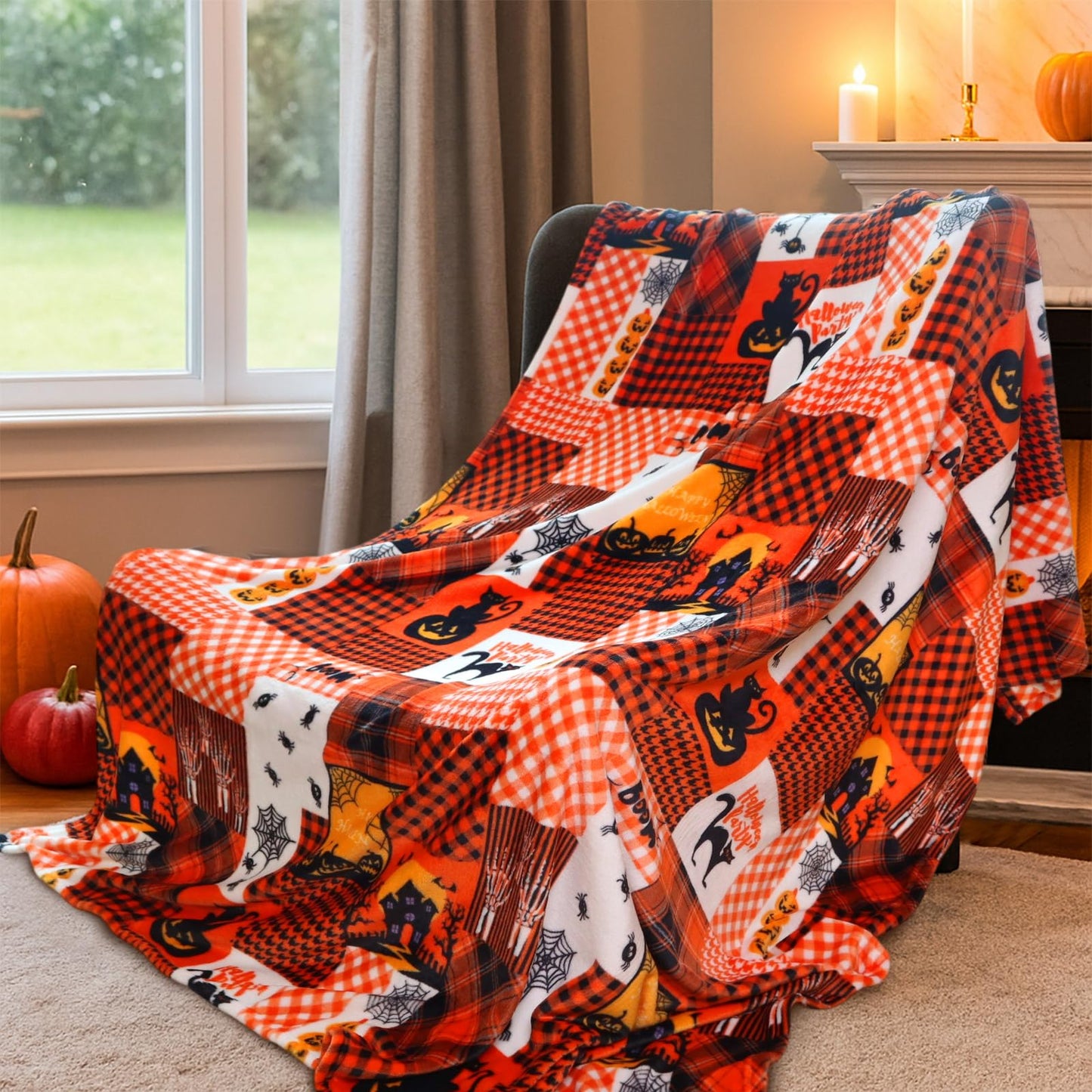 HITIME Cozy Blanket Printed Throw Halloween Collection - 300 GSM Fleece for Home Decoration, Ultra Soft Microfiber (Throw - 50" x 60") - J