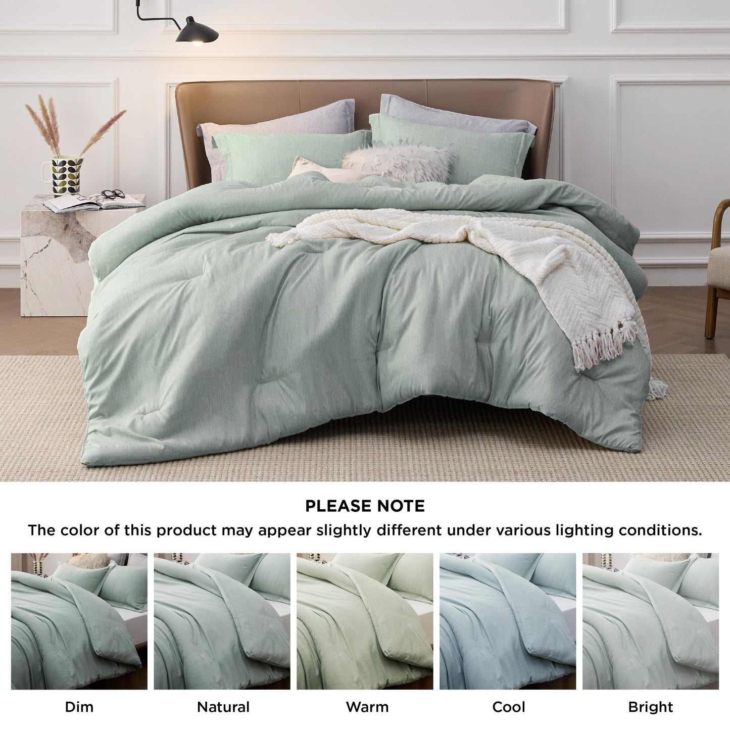 Bedsure Sage Green Queen Comforter Set - Soft Queen Bedding Sets, Cationic Dyed Bed Set for All Seasons, 3 Pieces, 1 Comforter (90"x90") and 2 Pillow Shams (20"x26"+2")