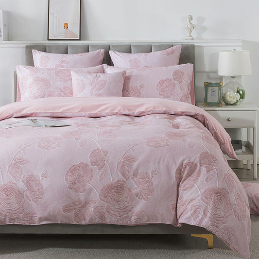 FADFAY Pink Vintage Floral Duvet Cover Set King/Cal King Size Premium 100% Brushed Cotton Shabby Rose Flower Pattern Bedding Set Zipper Bed Cover with 2 Pillowcases Luxury Breathable Soft 3pcs
