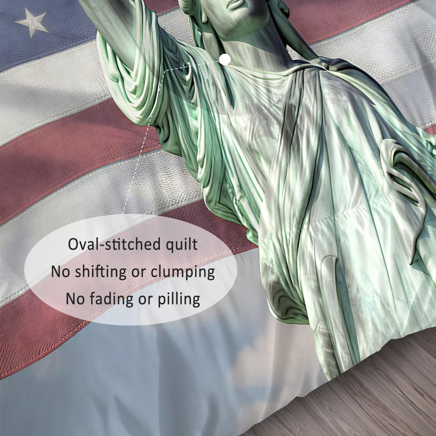 DJNEAR Eagle Comforter Set Full Size Stars Stripes USA American Flag Bedding Sets for Boys Kids Teens Adults Bedroom Decor Statue of Liberty Quilt 1 Comforter 2 Pillowcases