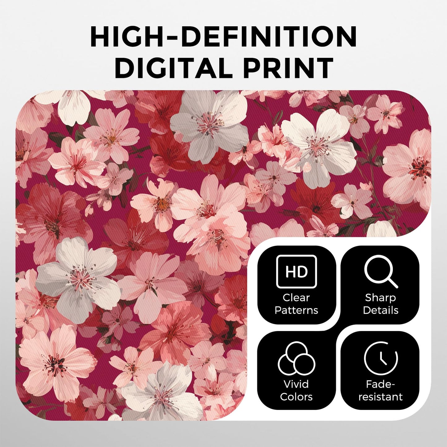 Cherry Blossom Duvet Cover Queen, Burgundy Pink Flower Bedding Set 3 Piece & 2 Pillowcases, Pink Floral Bedroom Decor, Reversible Soft Microfiber, Zipper Ties