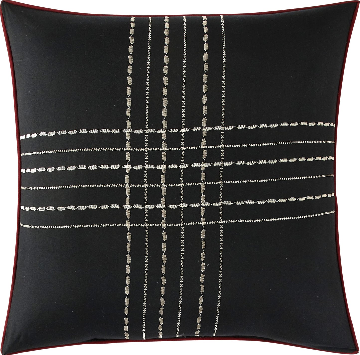 Startford Park Striped Comforter Set, 7 Piece,Black & Red, Bed Size Queen,Jacquard & Clip Geometric All Season Premium Bedding Set