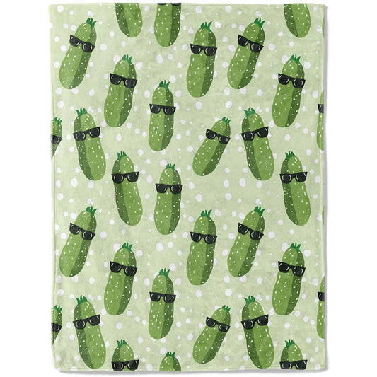 ainori Cool Cucumber Throw Blanket 50x60 in, Funny Sunglasses Cucumbers Blankets for Couch Bedroom Living Room Indoor Decor, Lightweight Soft Cozy Bedding Birthday Gift for Kids Boys Adults