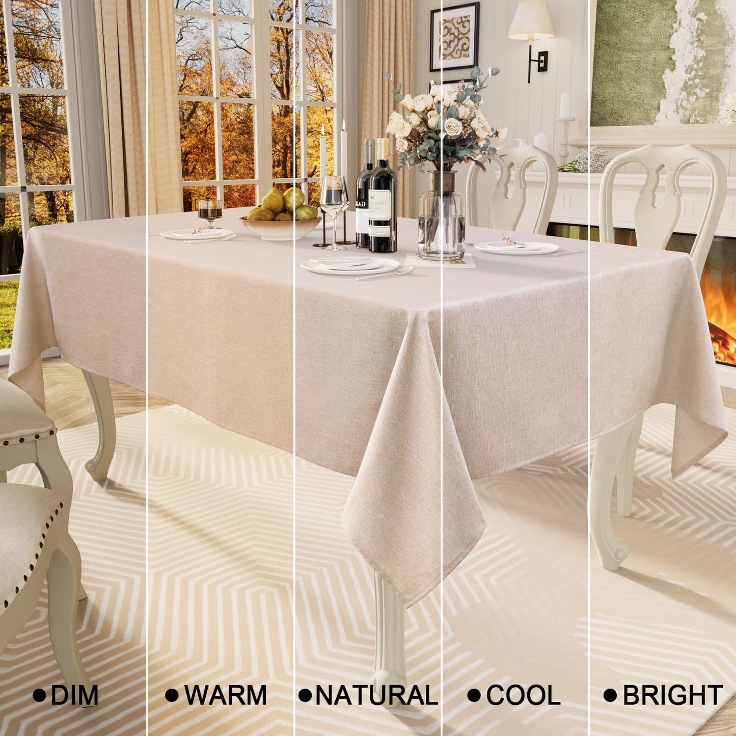 Smiry Rectangle Table Cloth Linen Textured, Waterproof Spillproof Anti-Wrinkle Burlap Tablecloth, Washable Decorative Fabric Table Cover for Dining, Party, Banquet, 52 x 70 Inch, Linen
