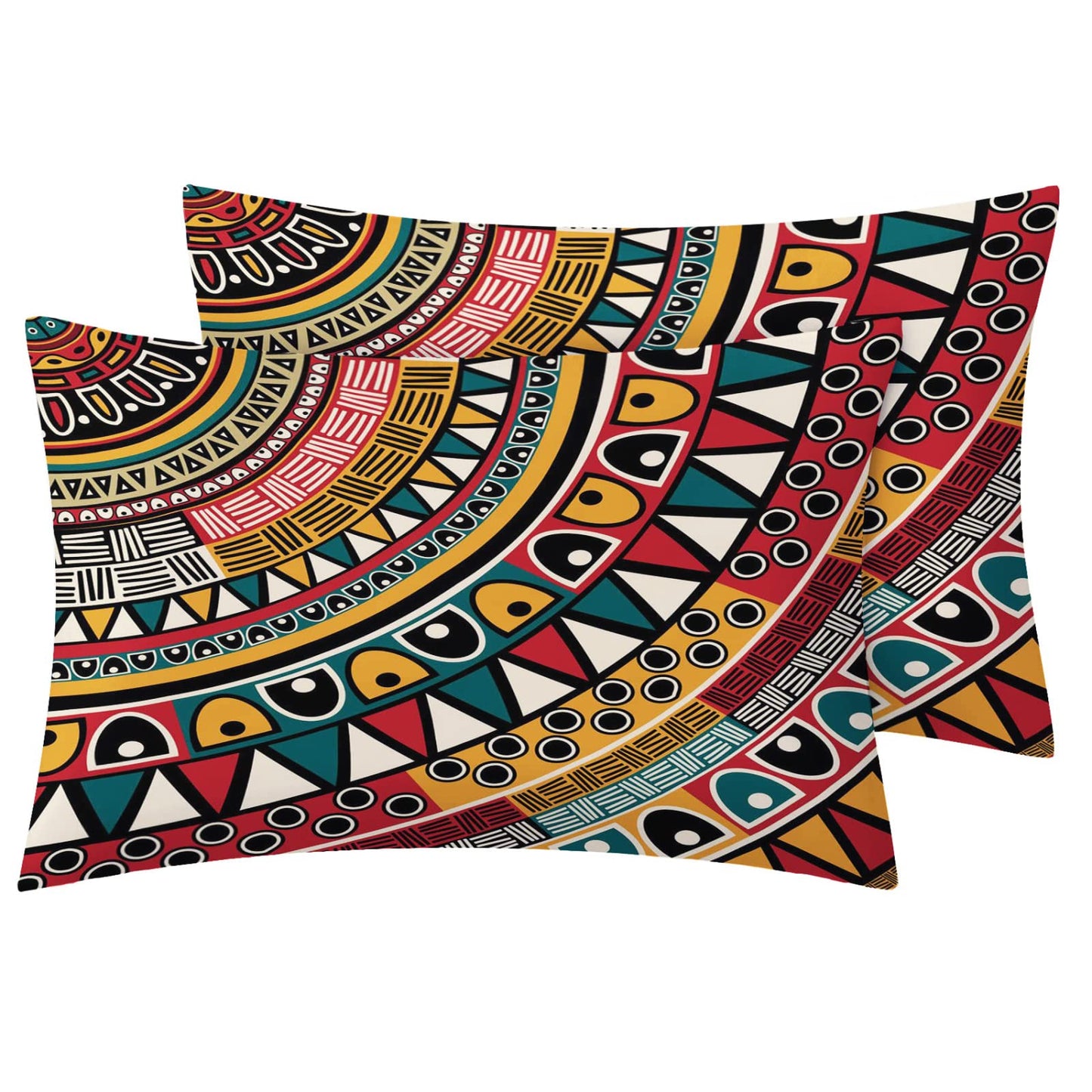 NOGAWA Tribe Sheets Queen Size, Bohemian Bed Sheets, Patterned Bedding Sheets & Pillowcases 4 Piece Set - Soft Microfiber Deep Pocket Fitted Sheet & Flat Sheet & 2 Pillow Cases