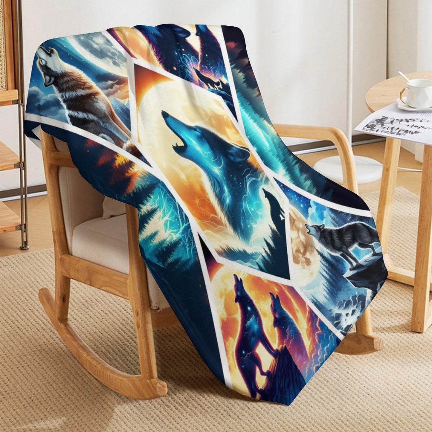 BaXiCustom. Wolf Throw Blanket 50"x40" - Soft & Lightweight, Cozy for All Season Use, Warm Cute Wolf Blankets for Lap, Chair, Sofa