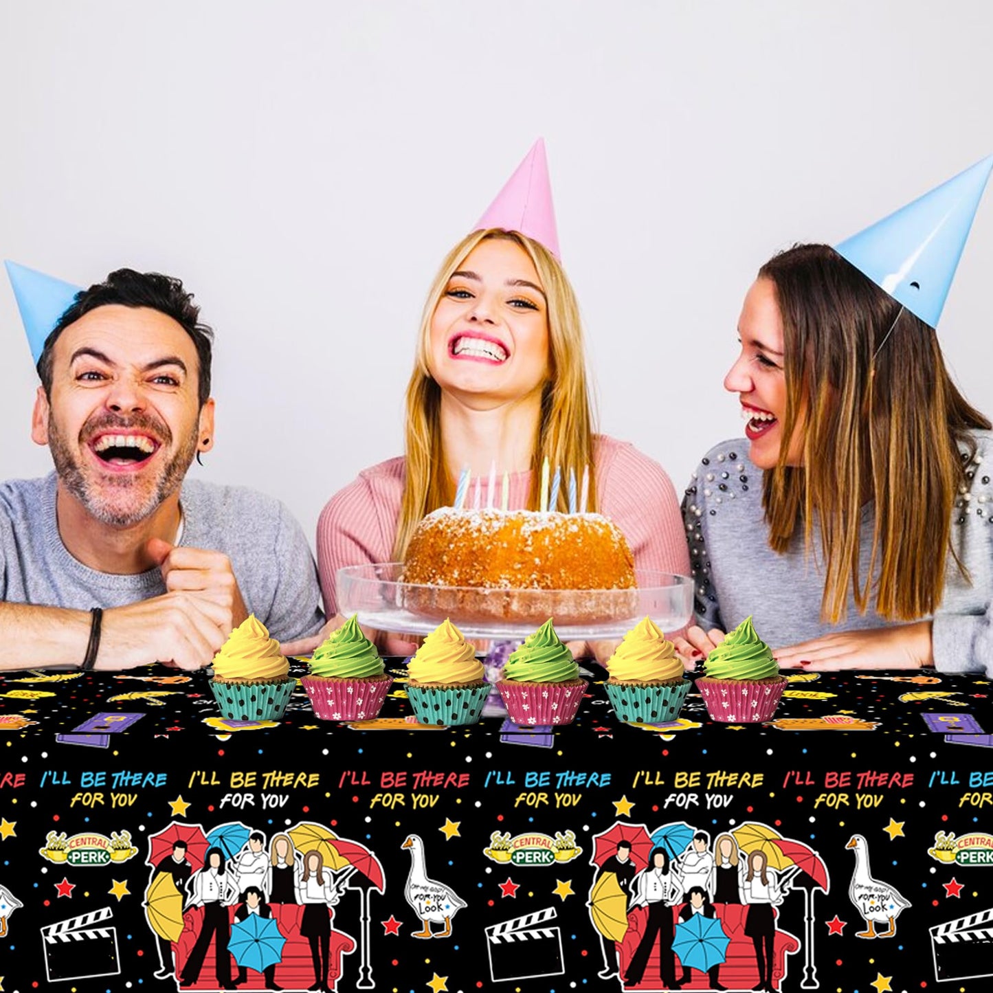 CC HOME 1Pc Party Plastic Tablecloth 54 x 87 Inch Long Table Cover, I'll be There Party Tablecover for Family Bestie Kids Baby Shower Birthday Dinner Picnic Kitchen Event Use