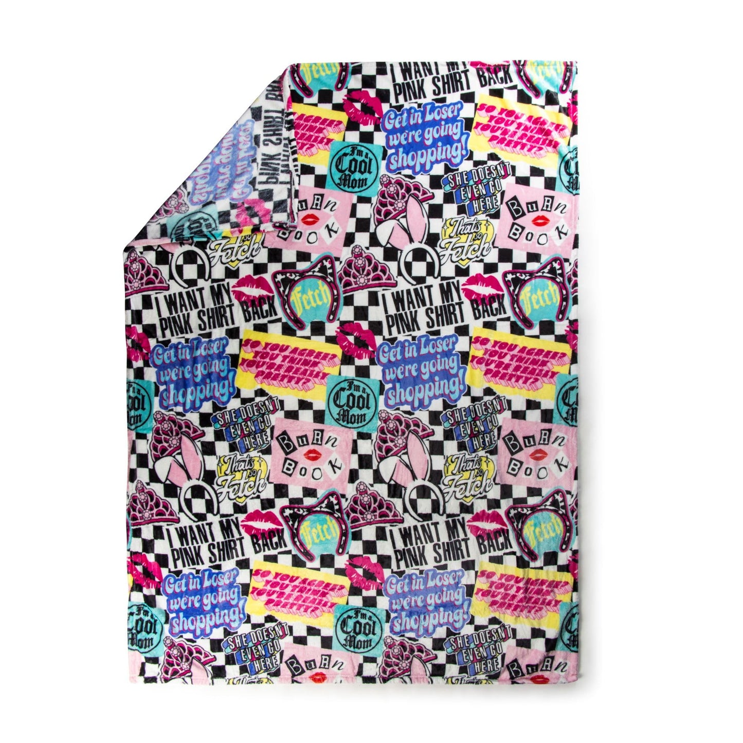 Jay Franco Plush Throw Blanket – Soft & Comfy 50x70 Inches Throw for Couch or Bed – Cozy Home Décor for Living Room & Bedroom, Multi - Mean Girls