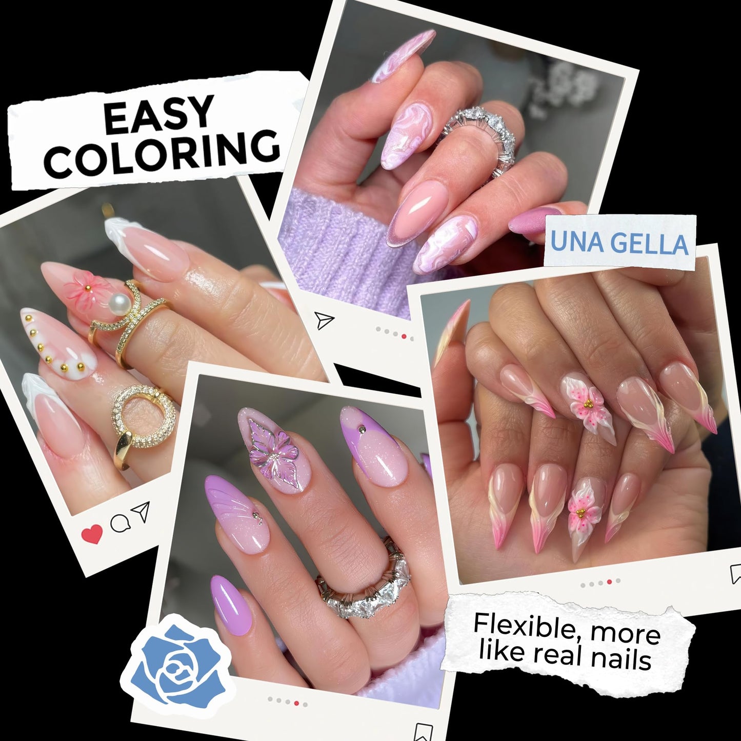UNA GELLA Medium Stiletto Gel Nail Tips Full Cover 216Pcs Almond Shape Nails Tips Stiletto Pre etched Soft Gel Nails Clear Fake False Nail Tip For Home Art Salon 12 Sizes
