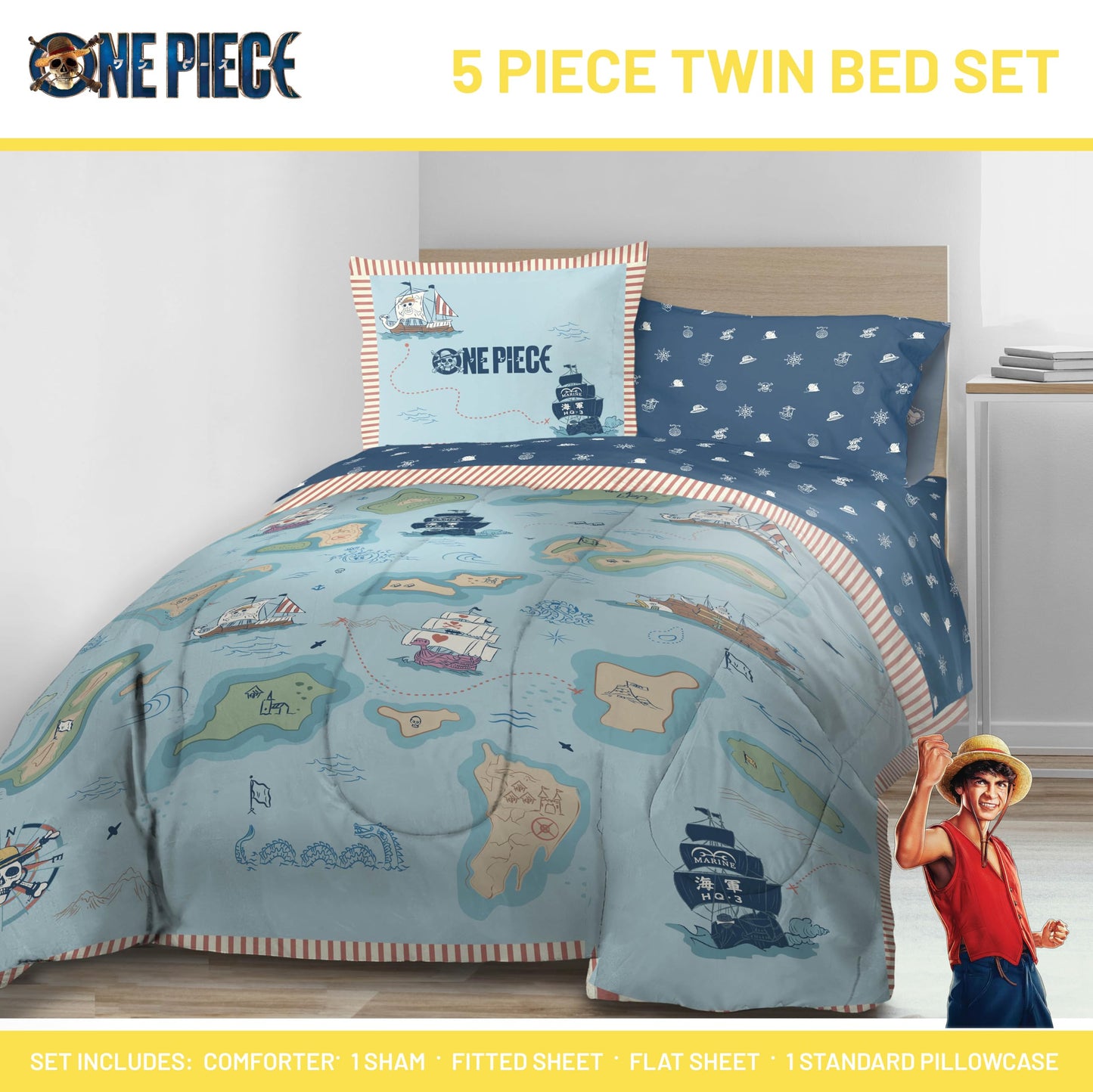 Jay Franco Kids Comforter Set Includes Sheets and Pillow Covers - Soft and Cozy Bed Set for Stylish Room Decor, Official Licensed Bedding, Multi - One Piece, 5 Piece Twin