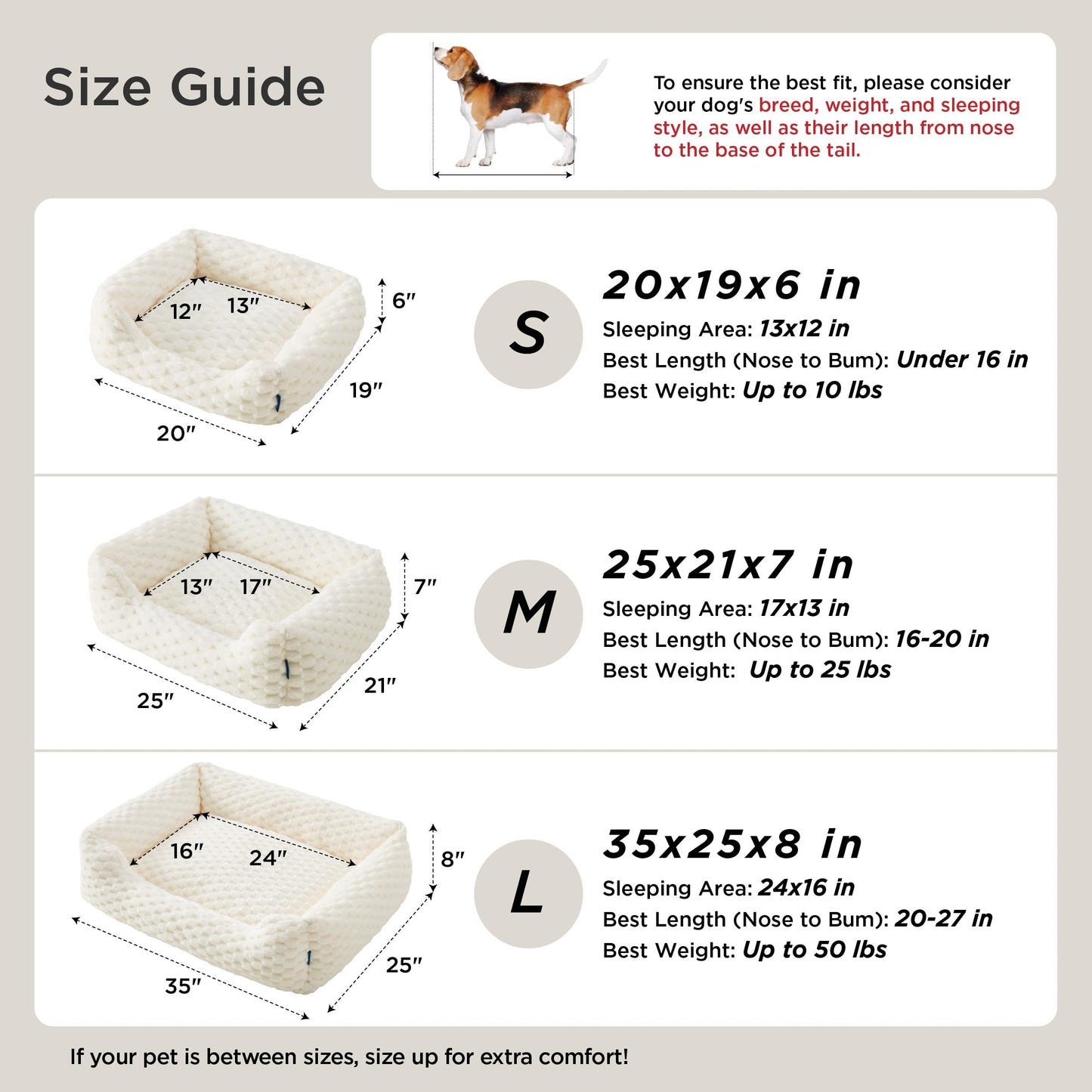 Bedsure Washable Fluffy Cute Dog Bed for Small Medium Dogs, 25 Inch Cream