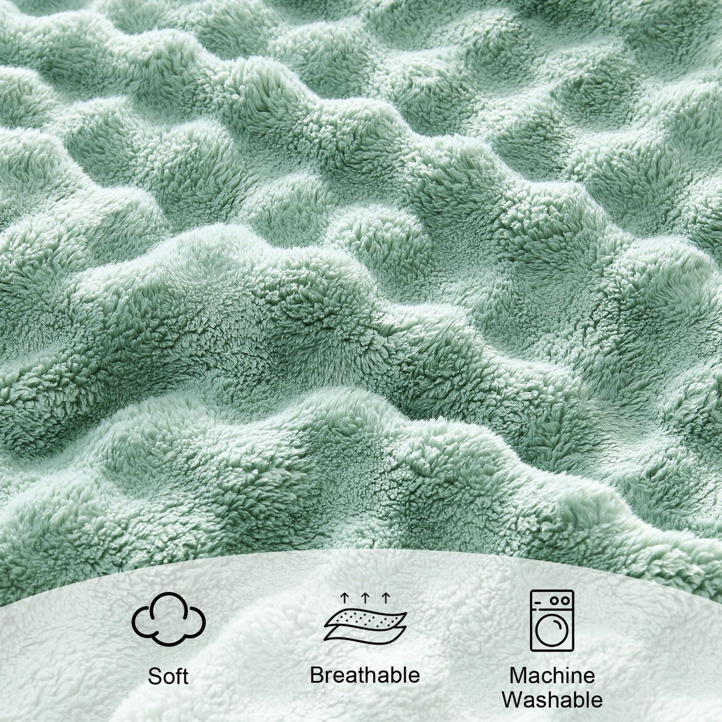 Lotus Karen 3D Bubble Fleece Blanket - Ultra Soft Fluffy Sage Green Throw Blanket for Couch, Lightweight Cozy Throw for All Season, Adults Women Kids(Sage Green, 50"x60")