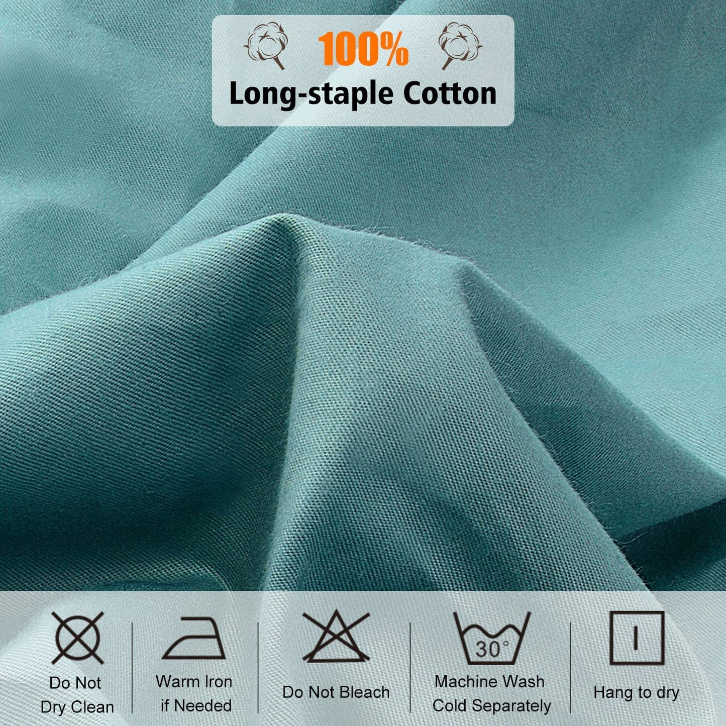 Lirex Cotton Queen Fitted Sheet Only, 300 Thread Count Soft Breathable, 8-10" Deep Pocket Sheet for Hotel Home, Blue