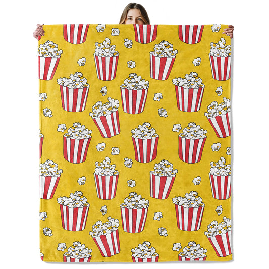 Popcorn Throw Blanket for Girls Boys Kids Adults, 50x60 in, Cozy Flannel Blanket for Bedroom, Camping, Couch, Room Decor, Fuzzy Warm Soft Gifts