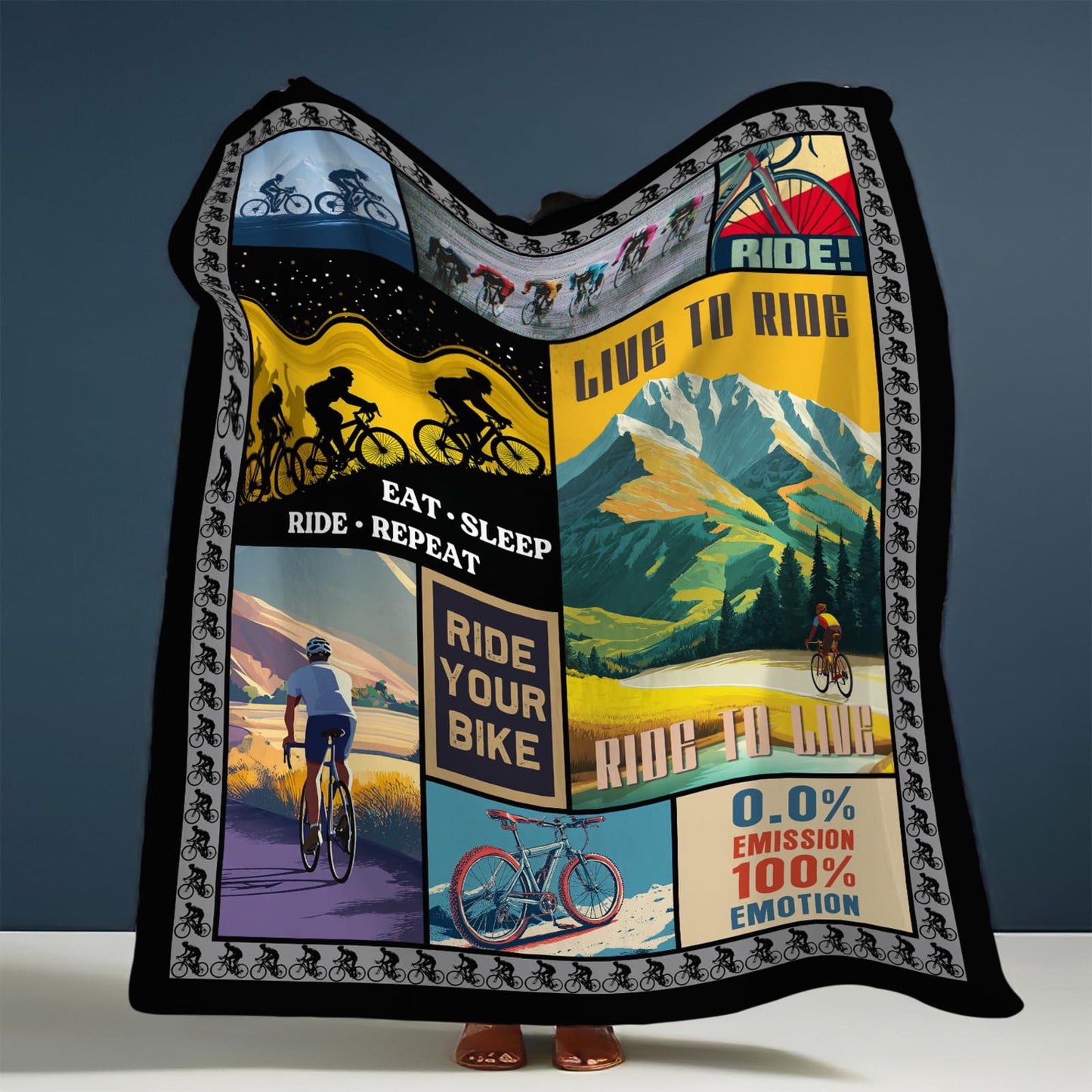 Bicycle Cycling Blanket Mountain Biking Lover Throw Blankets Gifts for Girls Boys Kids Soft Cozy Fleece Plush for Couch Sofa Bed 50"x40"