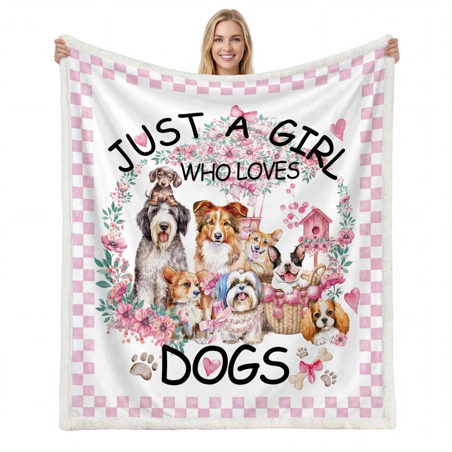 Dog Blanket Gifts for Girls Dogs Lover Sherpa Throws Blankets for Sofa 50x60