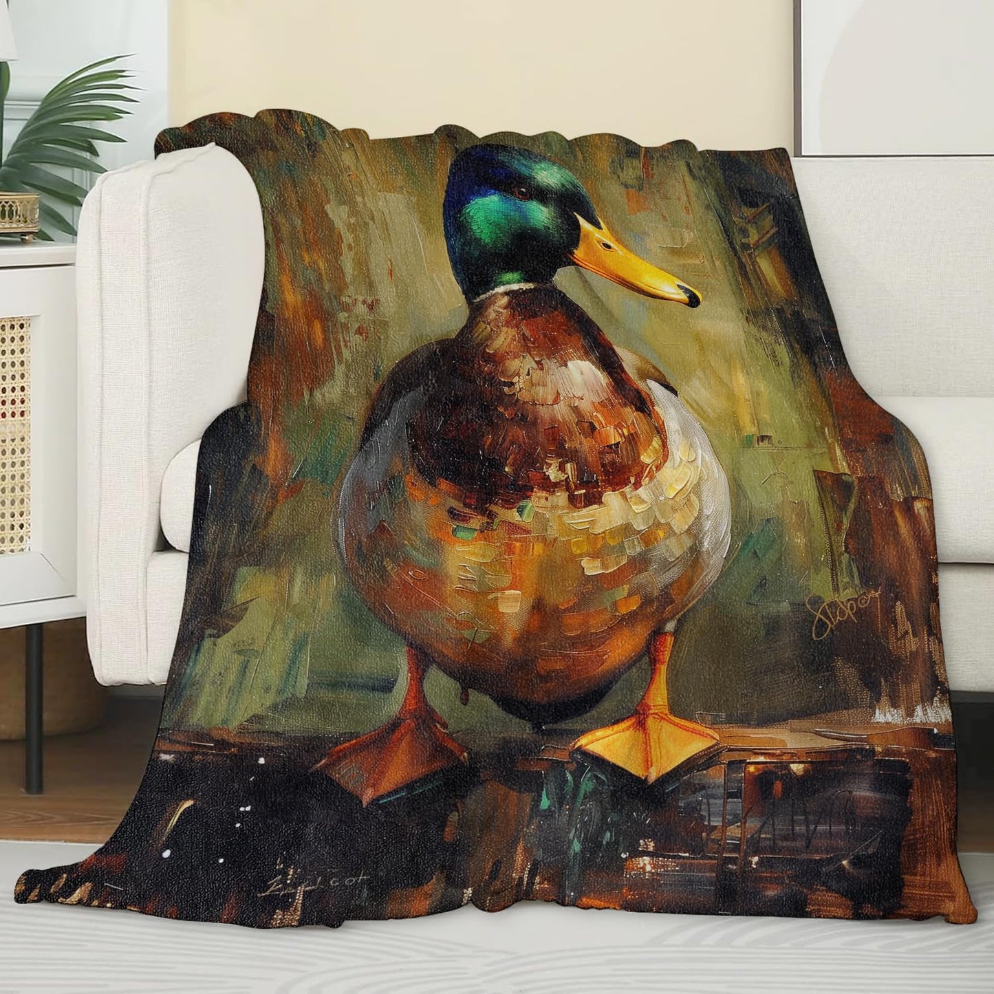 Duck Blanket for Couch,Bed,Sofa, Soft Cozy Duck Throw Blanket for All Season Duck Decor Duck Gift, Flannel Plush Blanket Lightweight Comfy for Adult Kids 50”×60”