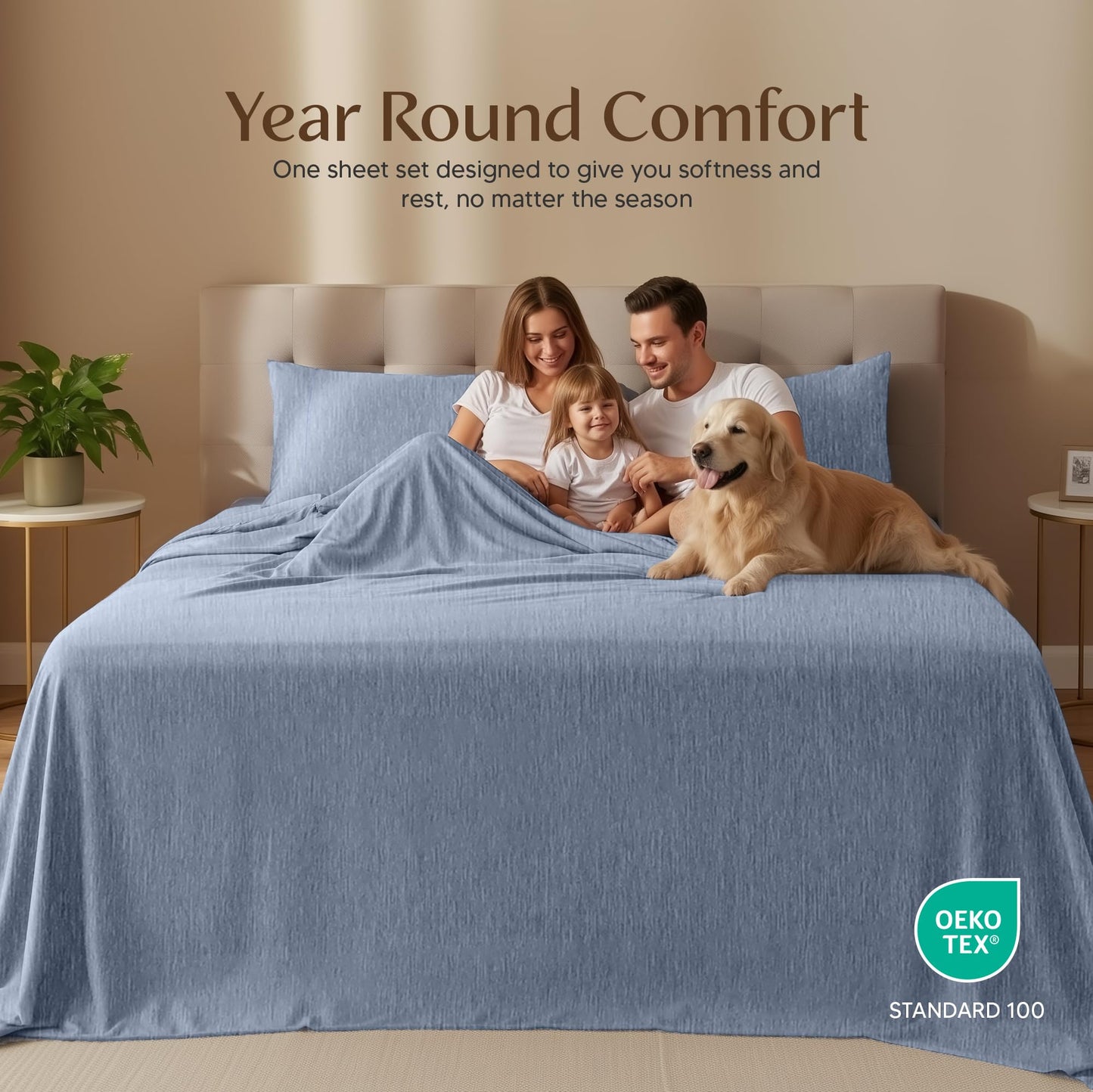 Utopia Bedding Queen Size Sheet Set – 4 Piece Bed Sheets, Soft and Breathable Microfiber, Includes 1 Fitted Sheet, 1 Flat Sheet and 2 Pillowcases – Oeko Tex (Heather Navy)