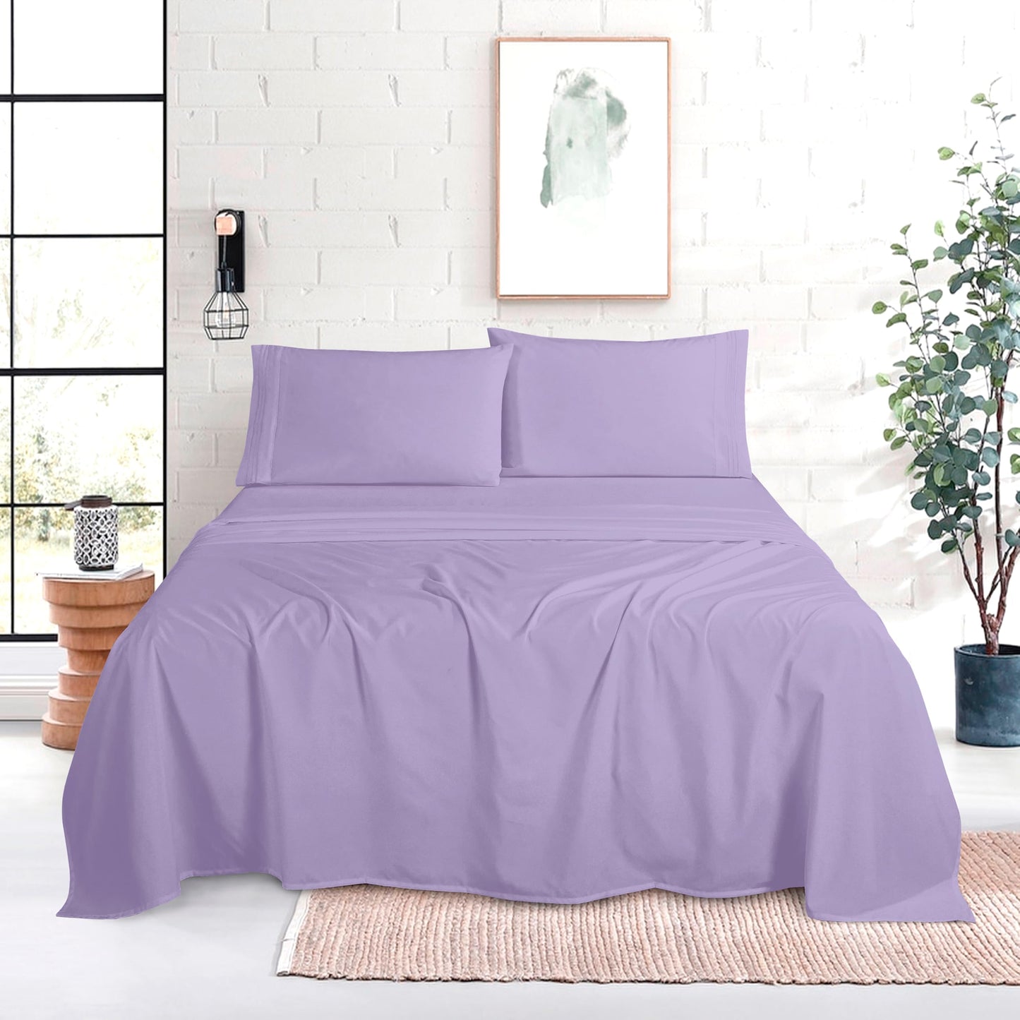 Mocassi Full Size 4-Piece Bed Sheet Set - 1800 Premium Hotel Quality Microfiber 18-24 Inches Extra Deep Pocket Fitted Sheet- Luxury Soft, Breathable, Wrinkle, and Fade Resistant, Lavender