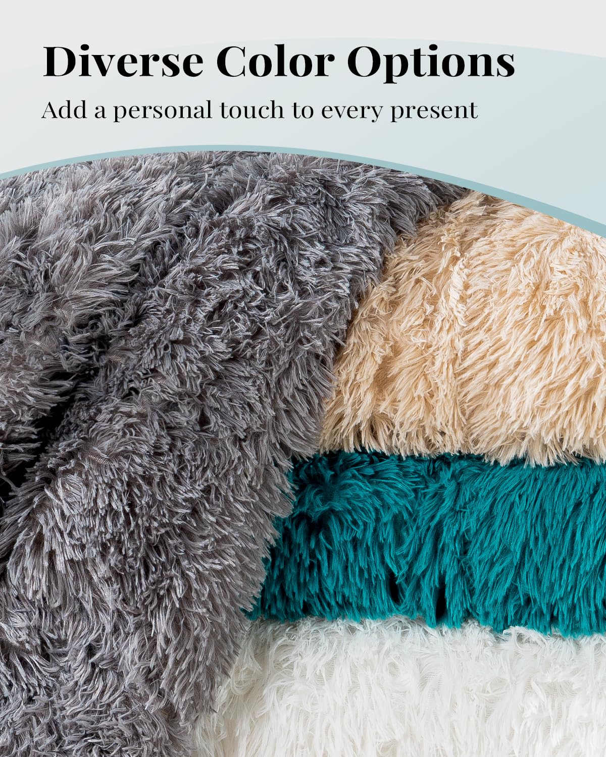Topblan Faux Fur Weighted Blanket 12lbs, Shaggy Fuzzy Throw Blanket with Premium Sherpa Fleece, Warm and Cozy Bed Blanket to Help with Better Sleep, 48x72 inches Cream