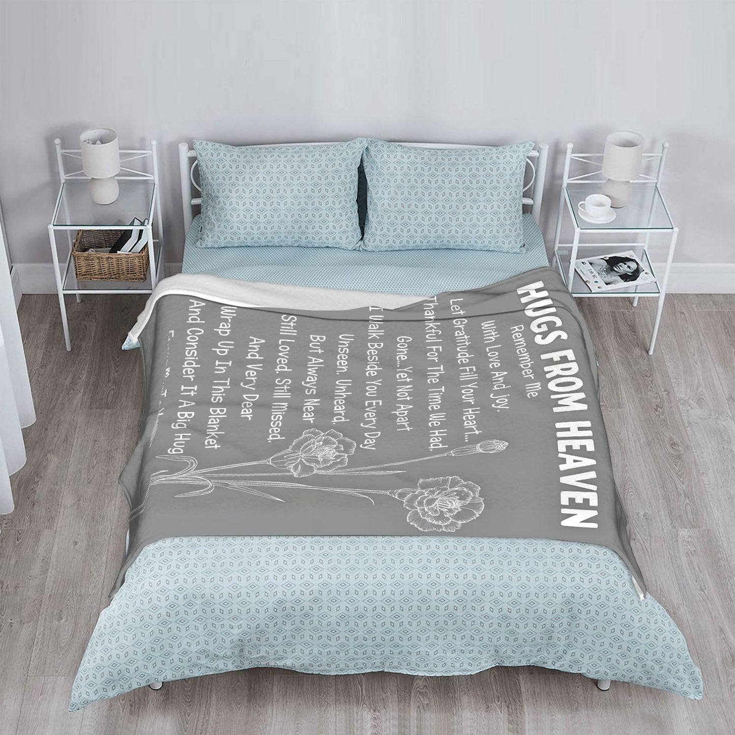 Sending You A Big Hugs So Its There When You Need It Blanket Cozy Flannel Comfort Throw Sympathy Healing Gift Encouragement Blanket for Family and Friends (White 17, 50x60in(127cm*153cm))