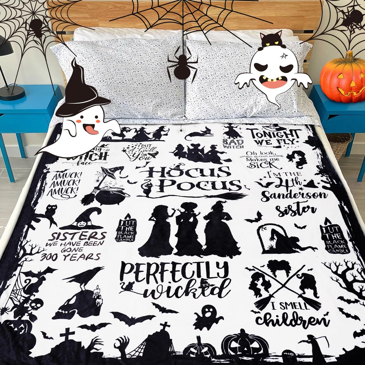 Metawu Halloween Blanket,Witch Flannel Throw Blankets, for Kids Women,Halloween Throw Blanket for Couch Sofa Bed Chair Decorations 50 x 60 inches
