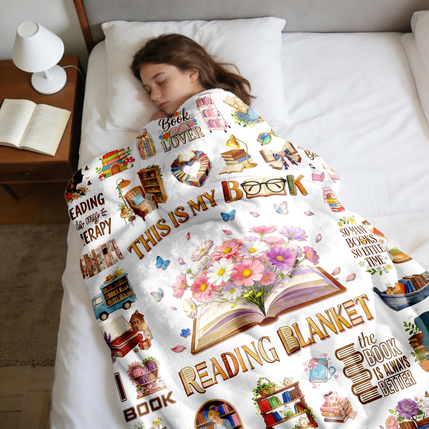 Book Blanket Gifts for Book Lovers Soft Flannel Reading Throw Blanket Merch Stuff Decor for Women Girls 50"X 40"