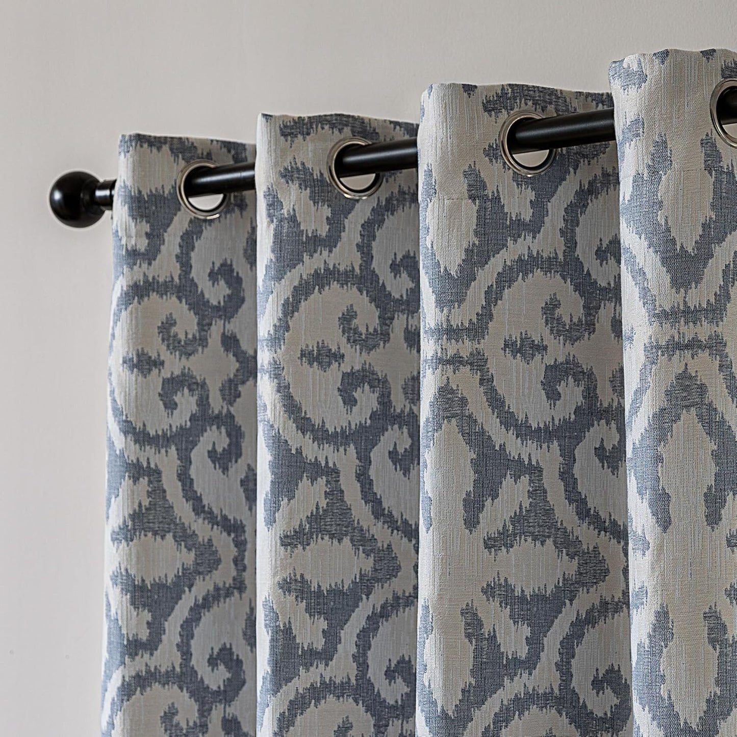 SLEEP ZONE Blackout Curtains for Bedroom and Living Room, Curtains & Drapes with Thermal Insulation for Room Darkening, Jacquard 360GSM Window Curtain Panels, Blue, 42" × 84"