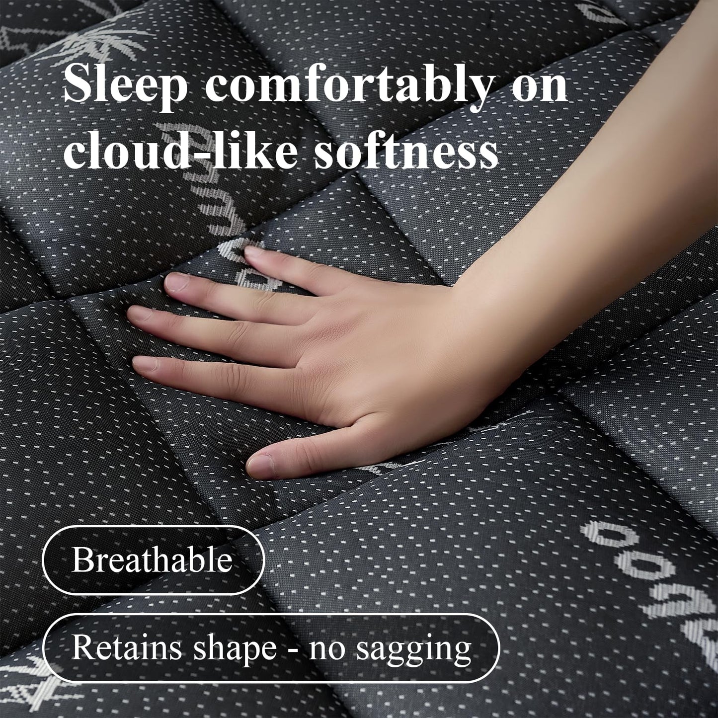 Full Size Mattress Topper, Viscose Derived from Bamboo, Thick Pillow Top Mattress Pad with Deep Pocket Fits 6-18 inches, Cooling for Hot Sleepers, Soft for Back Pain Relief, Premium Dark Grey