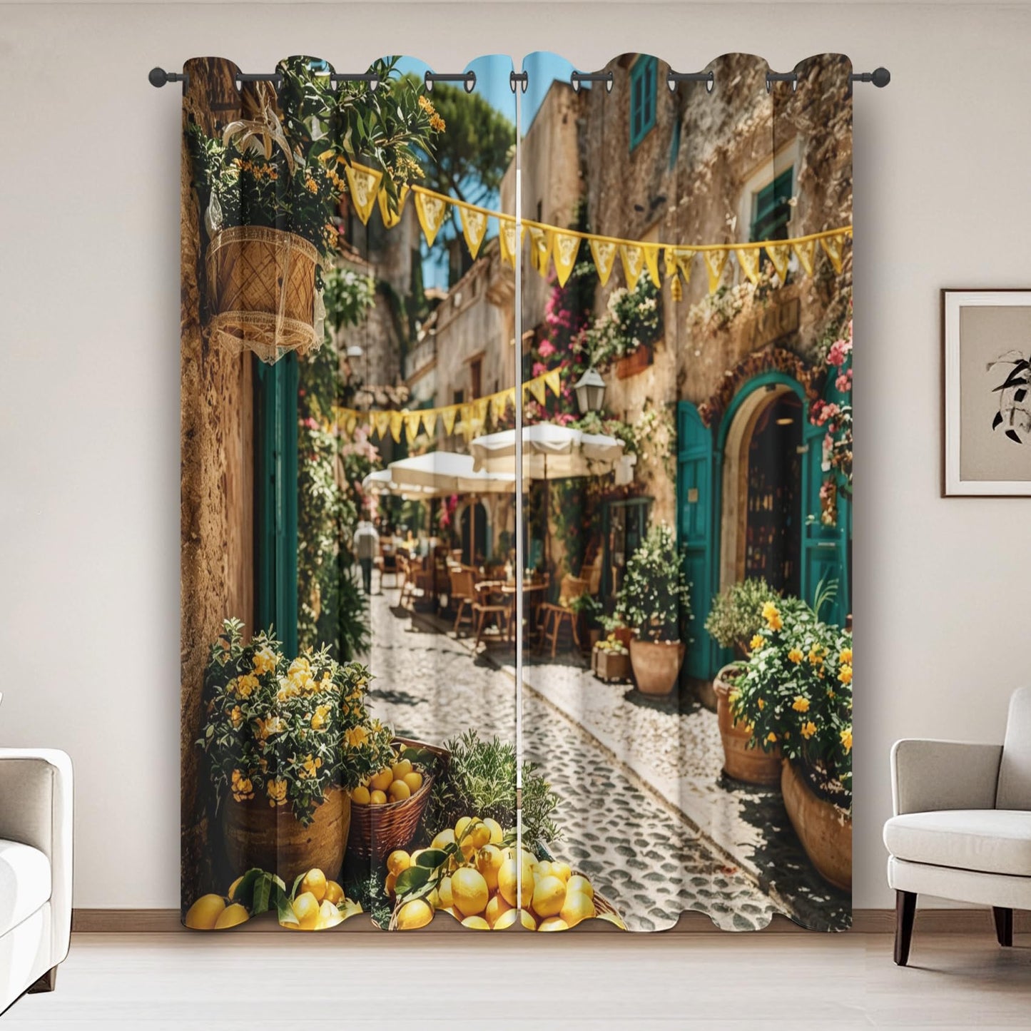 Street Scenery Curtains Old Town