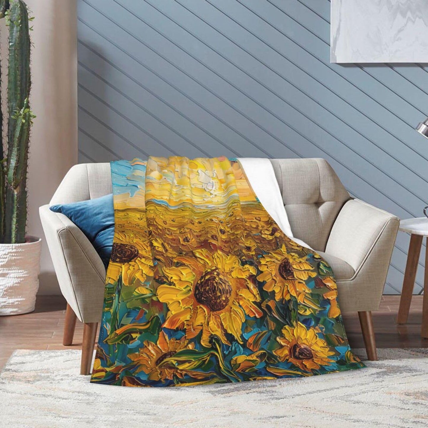 Sunflower Throw Blanket Sunflower Floral Flannel Blankets Flower Fuzzy Plush Super Soft Cozy Warm Decor Gifts for Boys Girls Kids Adults Men Women 40" x 50"