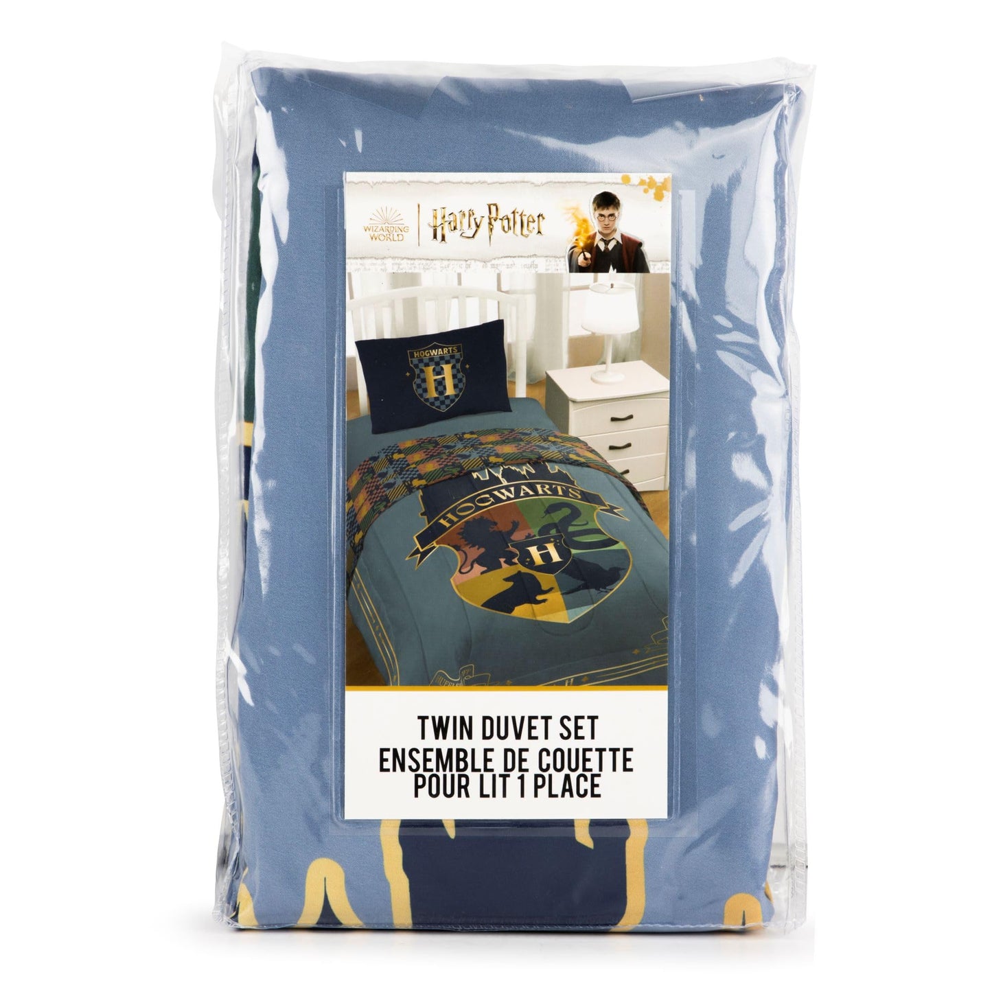 Jay Franco Duvet Cover Set – 2 Piece Comforter Cover and Sham Set, Super Soft Cozy Kids Bedding (Insert Not Included) Blue - Harry Potter, Twin