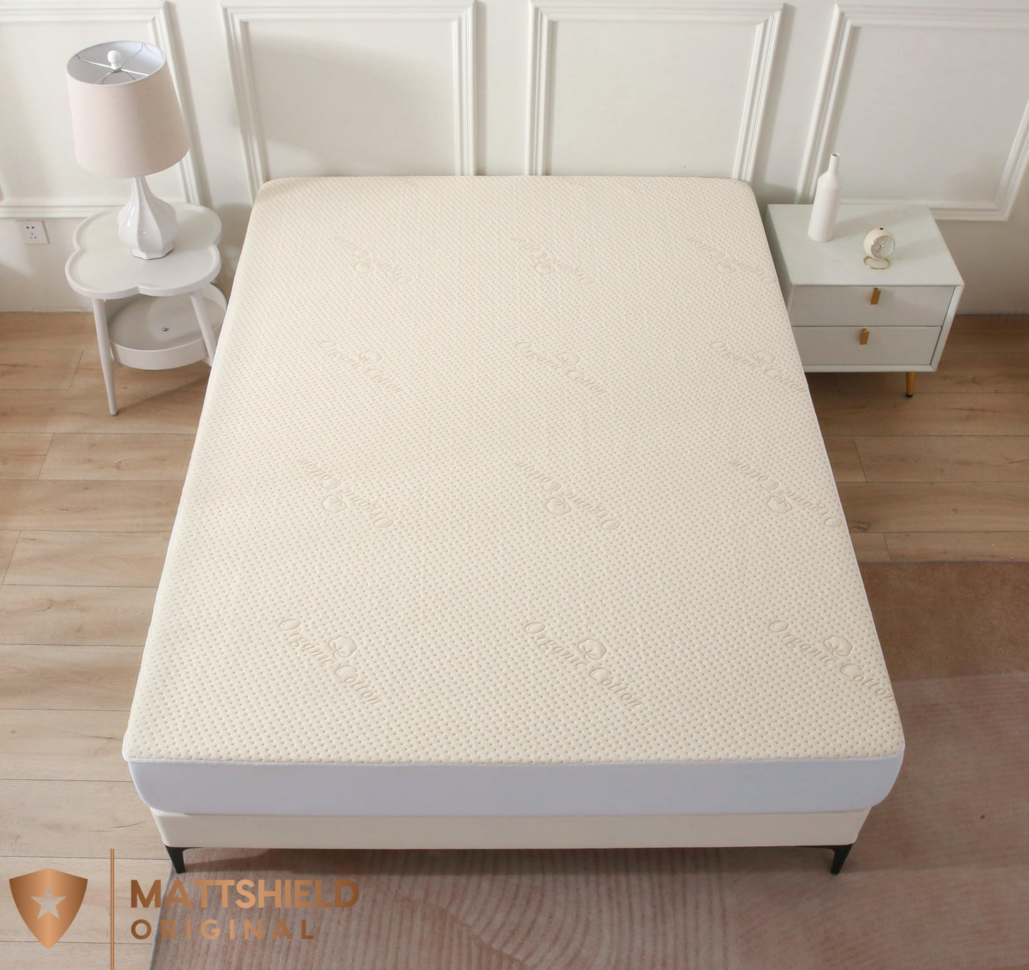 Luxury Waterproof Organic Mattress Protector Queen Size - Organic Cotton Breathable Mattress Pad Cover - Premium 380 GSM 3D Air Fabric - Deep Pocket - Jersey Cotton Skirt - Fitted Design