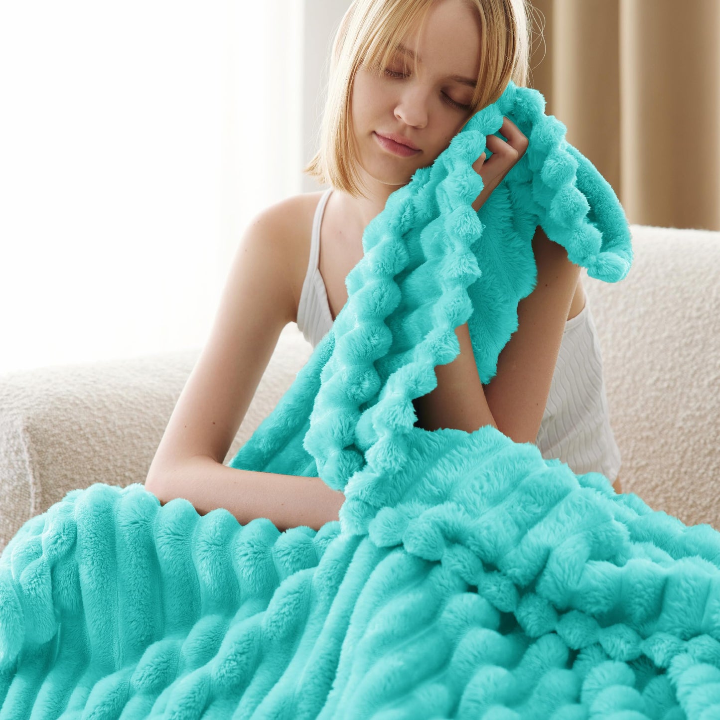 Bedsure Blue Fog Fleece Blanket for Couch&Twin Blanket for Couch,60x80 Inches